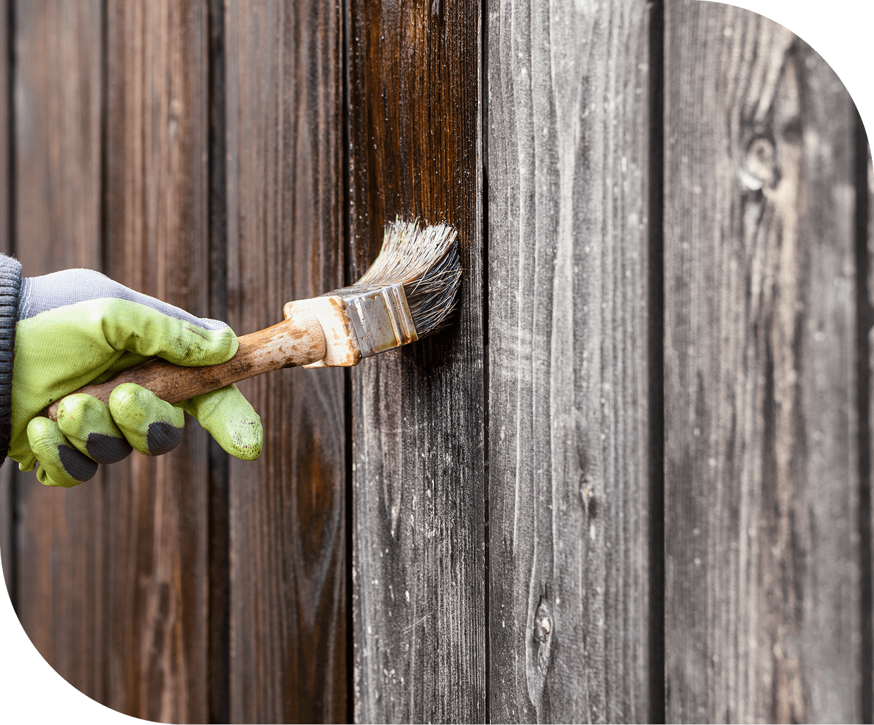 img 4 Hand painting wooden fence with brush.